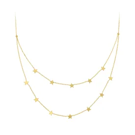 Double Layer 14 K Gold Star Necklace