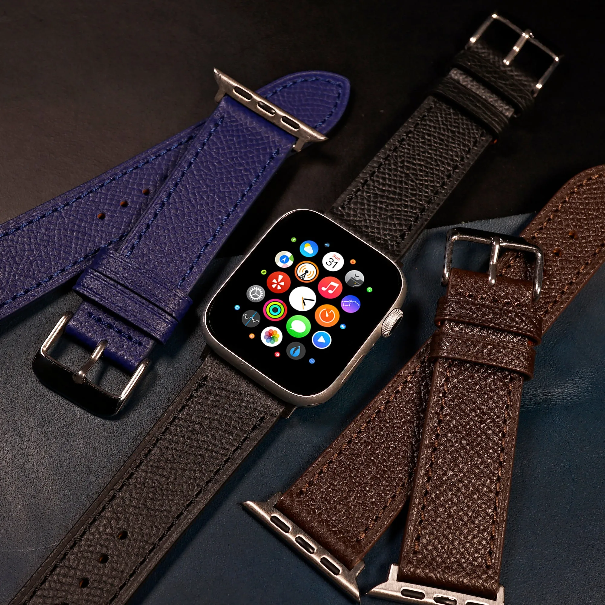 Dress Epsom Leather Strap in Black (Apple Watch)