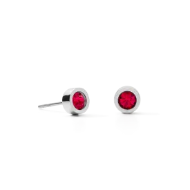 Earrings Crystal & stainless steel silver red