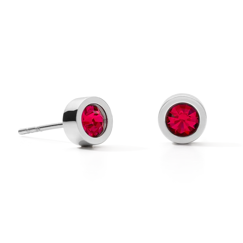 Earrings Crystal & stainless steel silver red