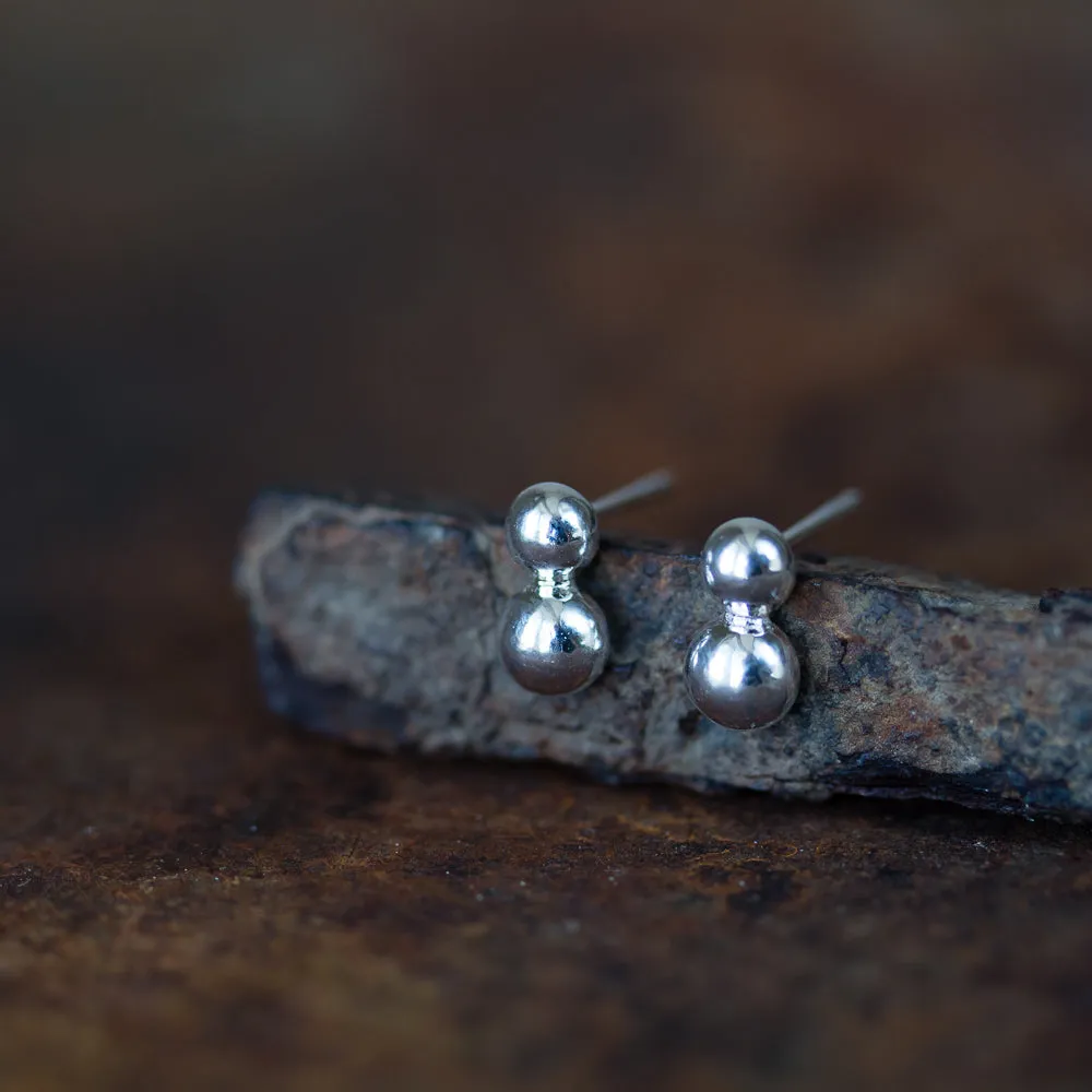 Elegant Double Dot Stud Earrings, Sterling Silver