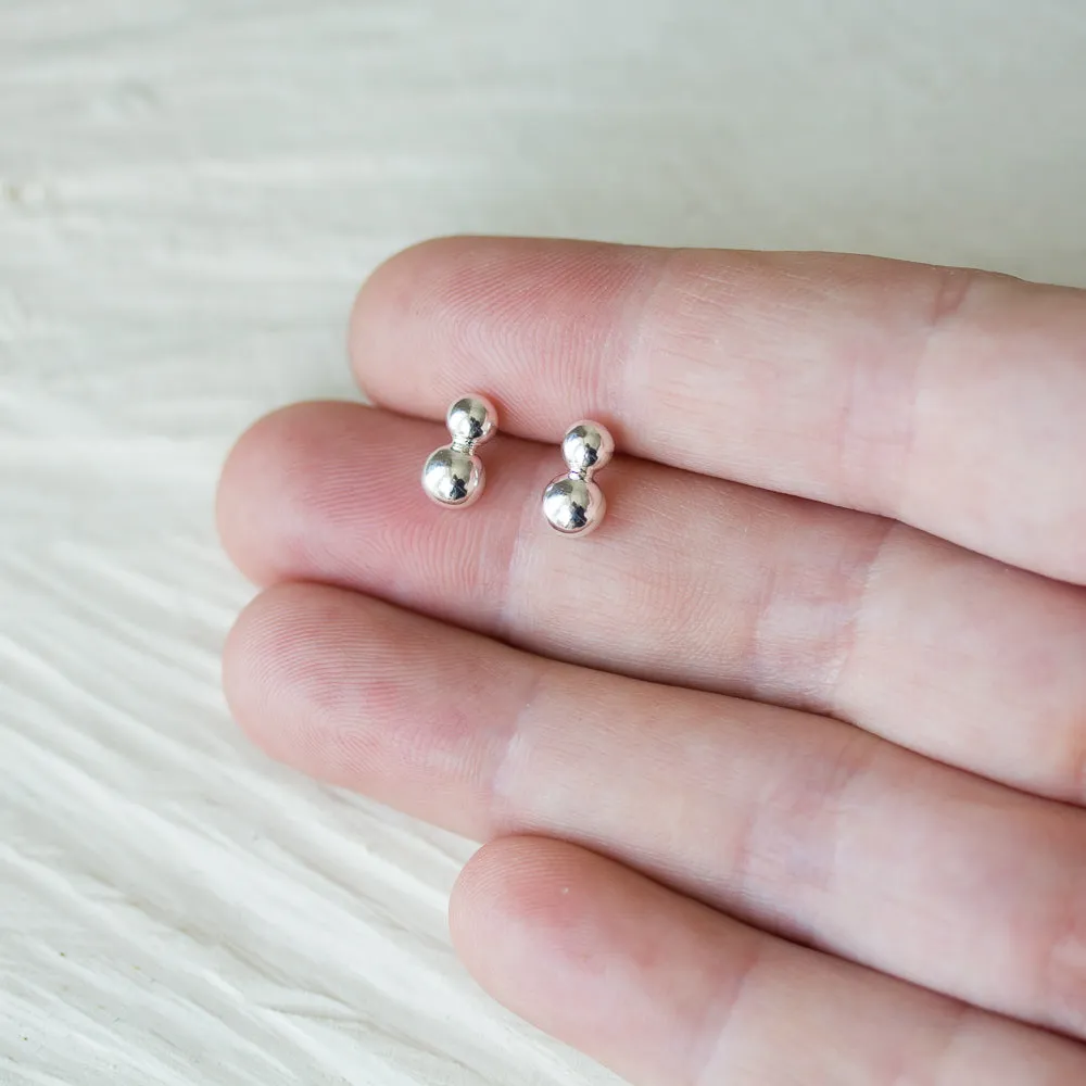 Elegant Double Dot Stud Earrings, Sterling Silver