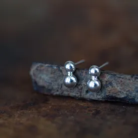 Elegant Double Dot Stud Earrings, Sterling Silver