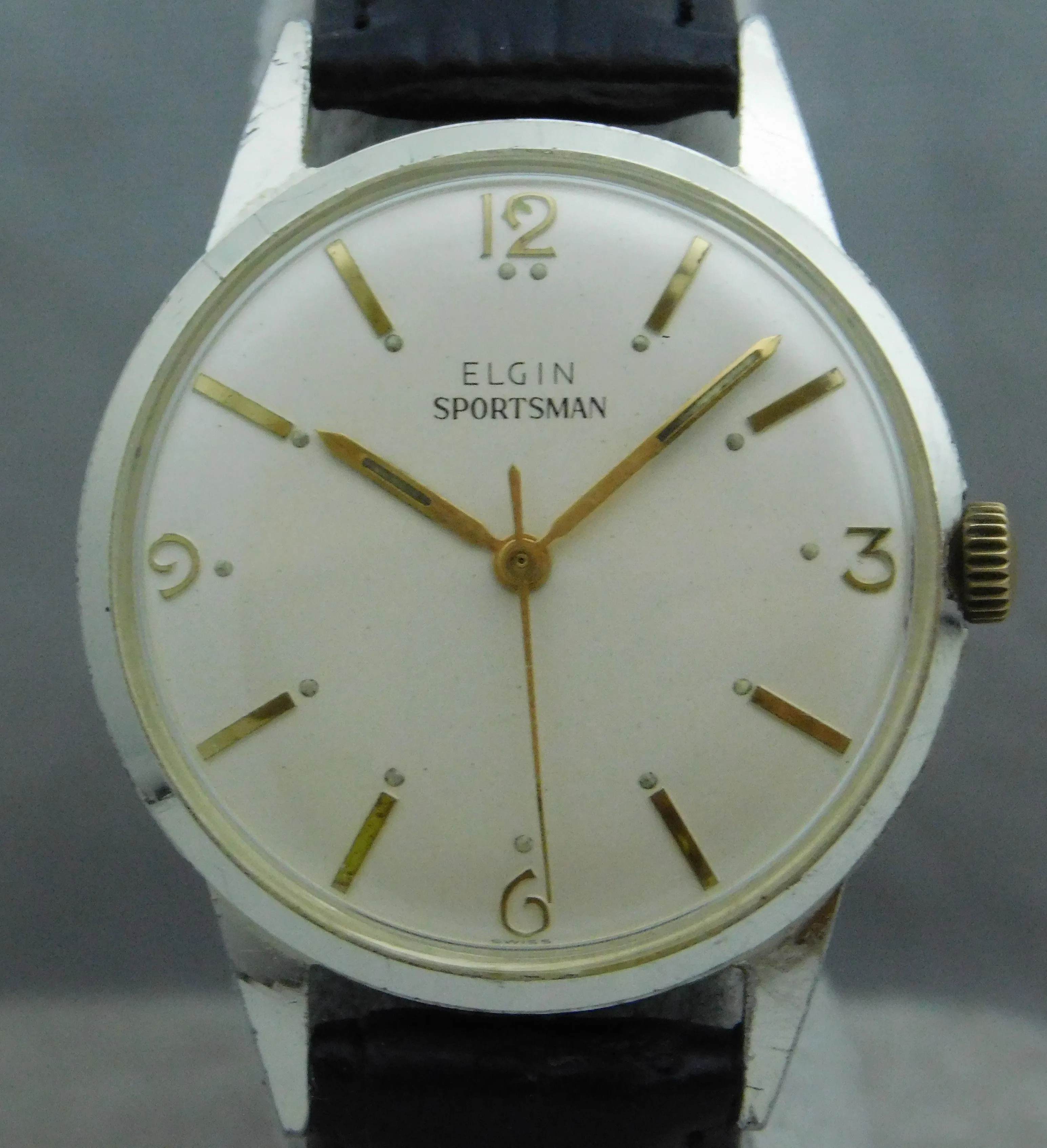 Elgin Sportsman Stainless Steel Caliber 824 Manual Wind Vintage 1950's Mens Watch....33mm