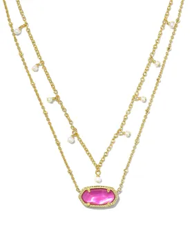 Elisa Pearl Multi Strand Necklace in Gold Azalea Illusion