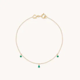 Emerald Charm Bracelet in Solid Gold