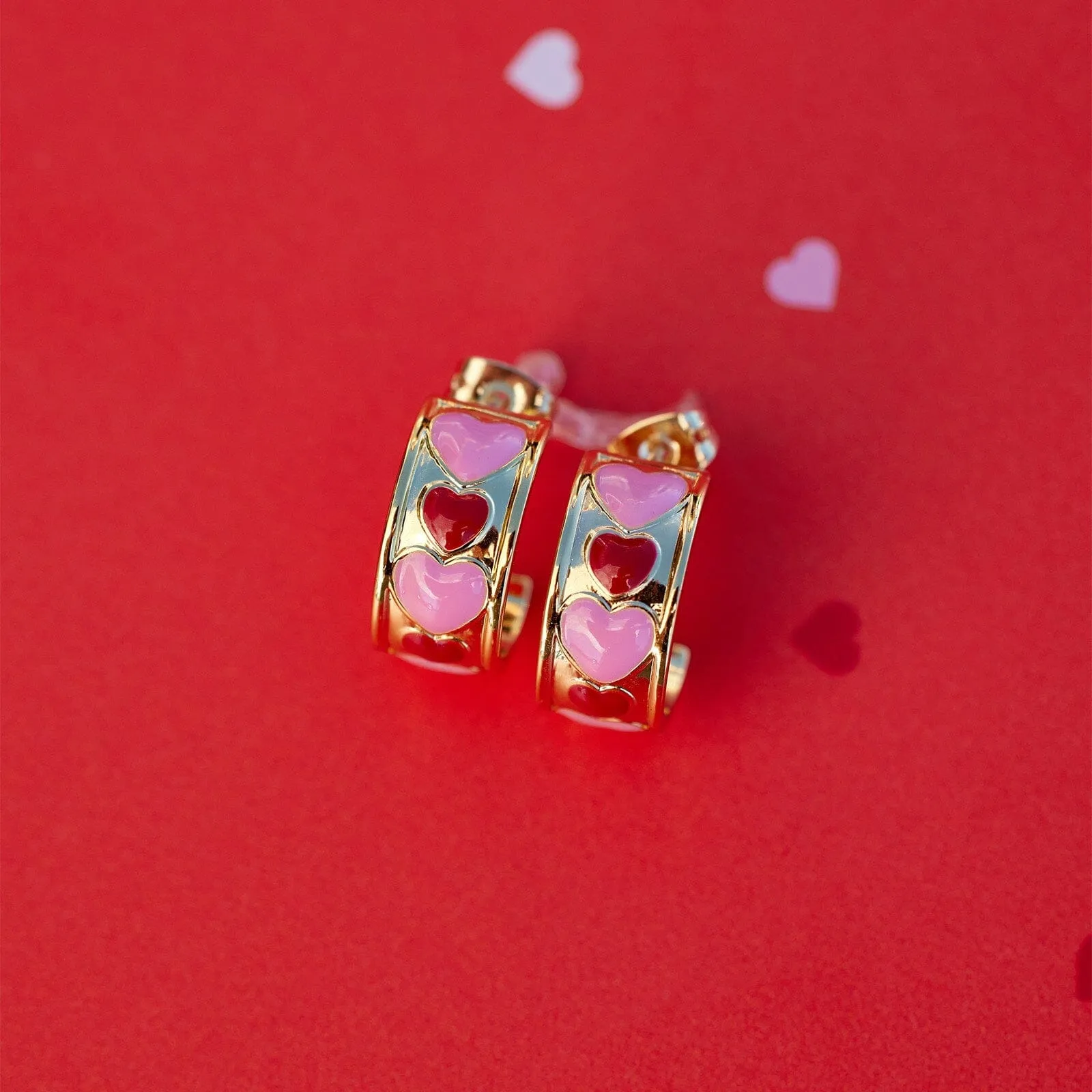 Enamel Heart Hoop Earrings