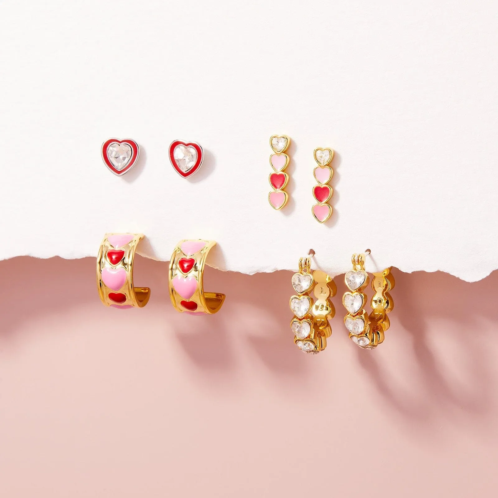 Enamel Heart Hoop Earrings