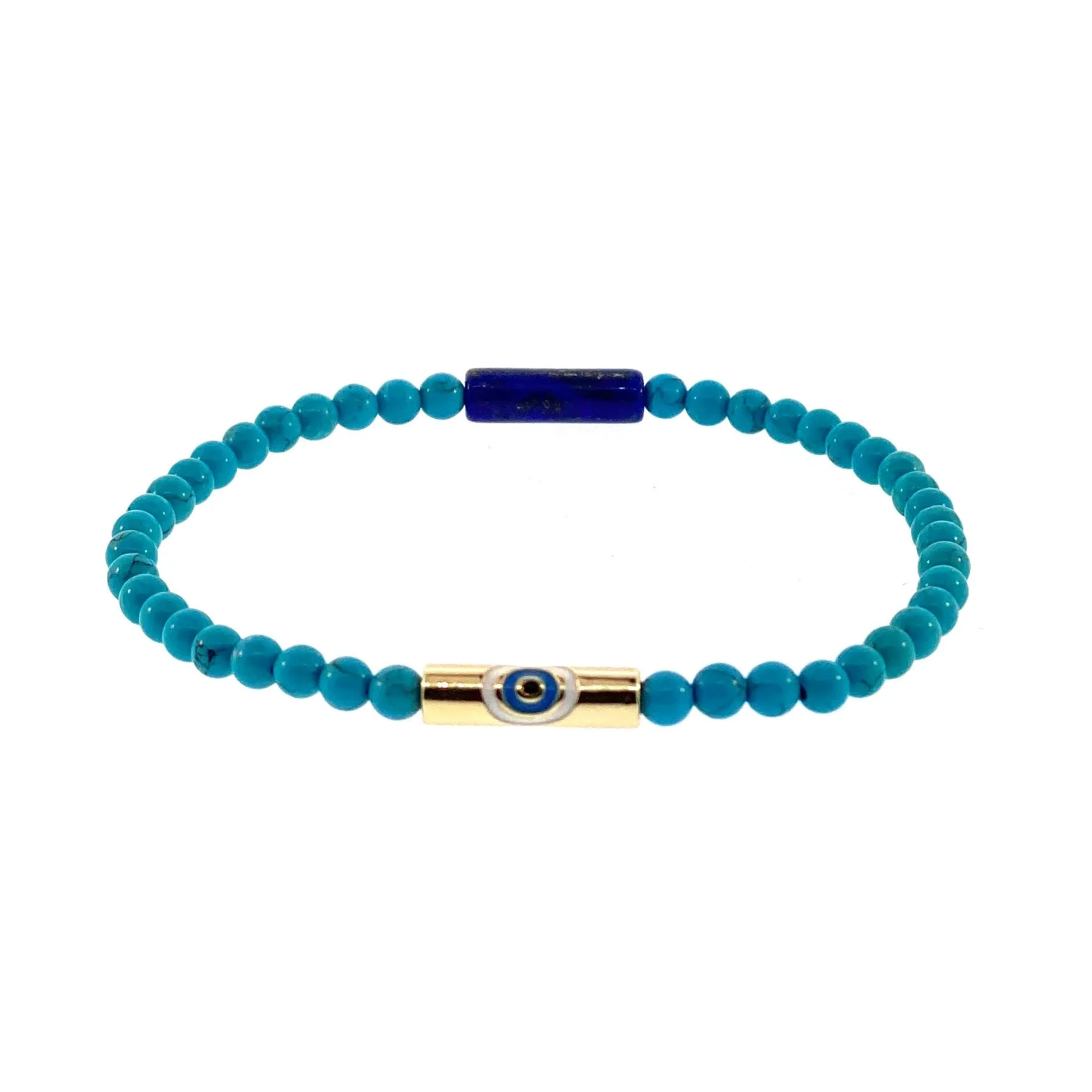 Enameled Evil Eye Slim Tube Beaded Bracelet