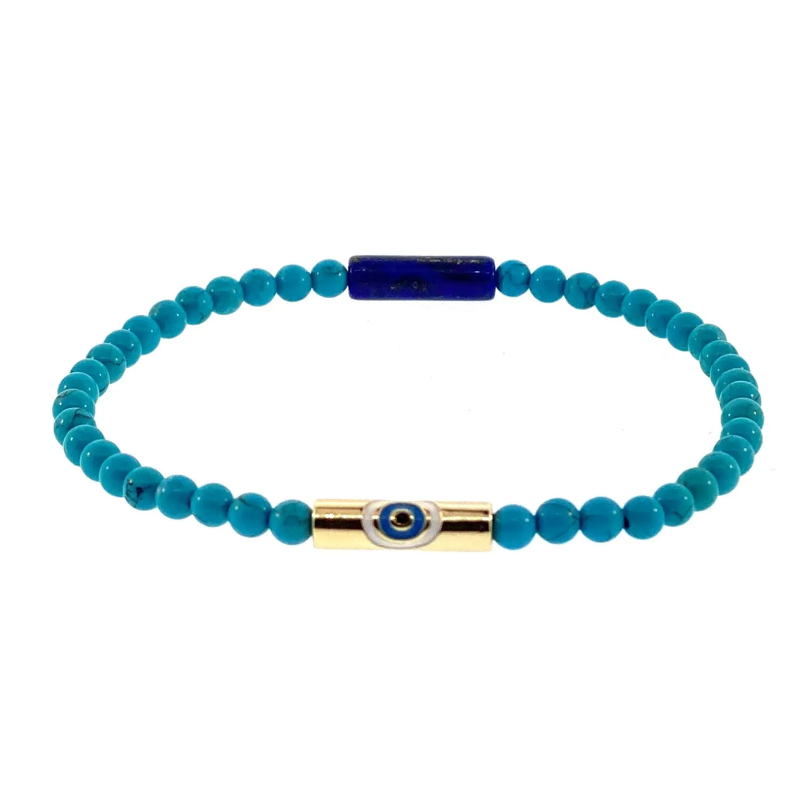 Enameled Evil Eye Slim Tube Beaded Bracelet