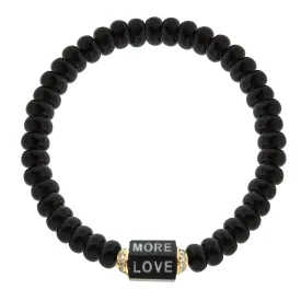 Enameled "More Love" Onyx Hexagon With Diamonds Beaded Bracelet