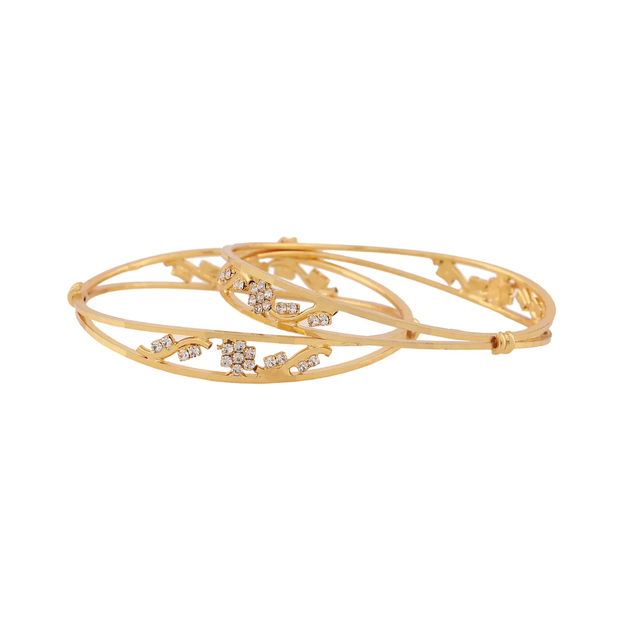 Estele Gold Plated Blooming Designer Bangle with Crystals for Women