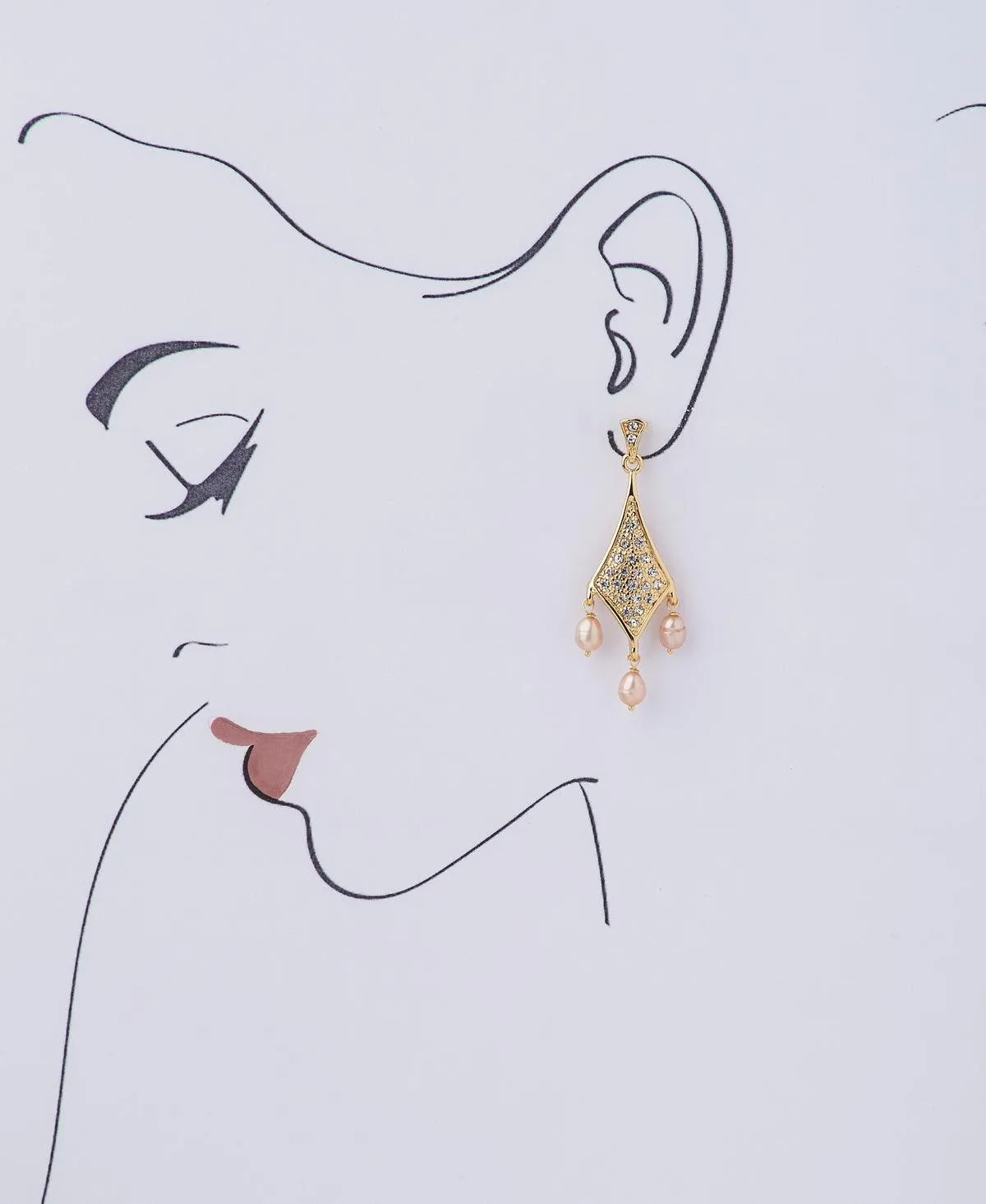 Ethnic Pearl Hanging Earring