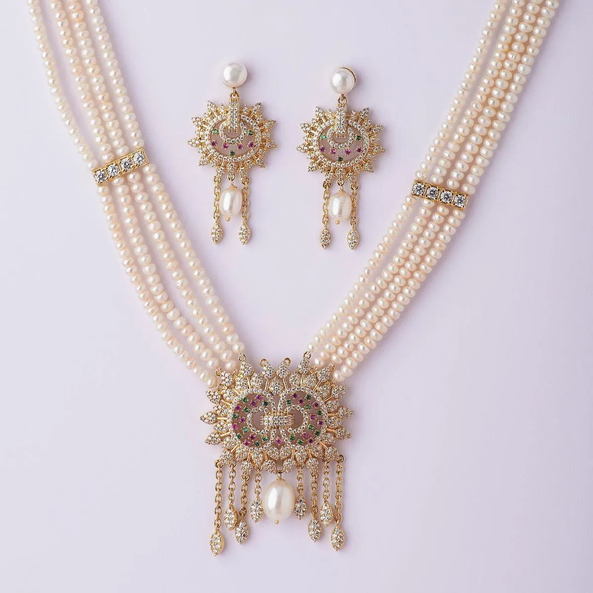 Exquisite Real Pearl Necklace Set