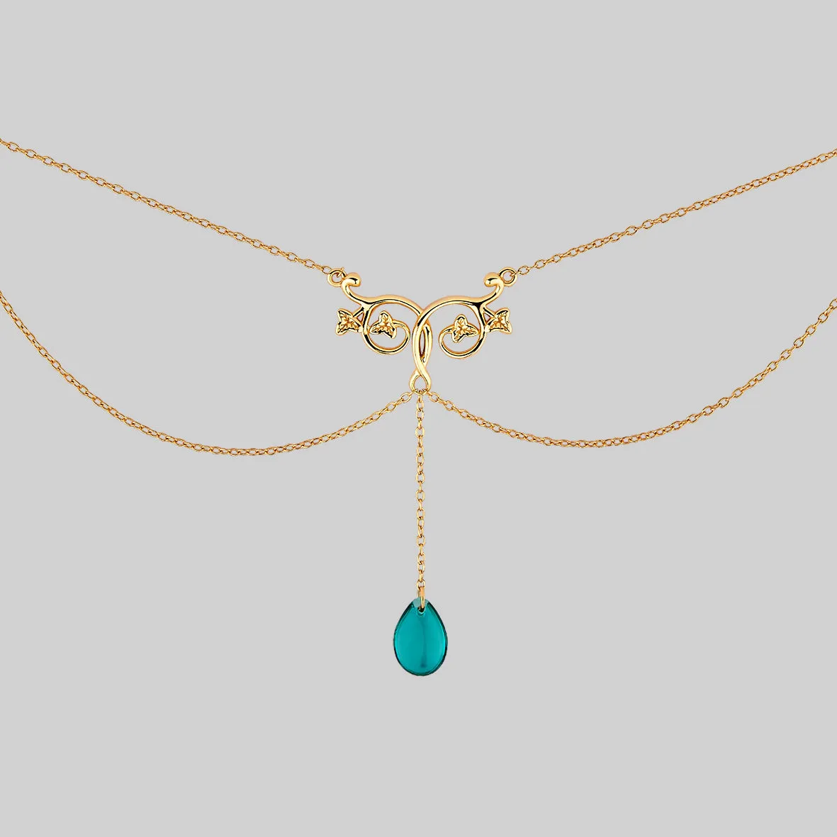 FAITH. Glass Droplet Ivy Necklace - Gold