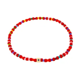 Flat Tetra with Blue Sapphire on a Red Beaded Bracelet