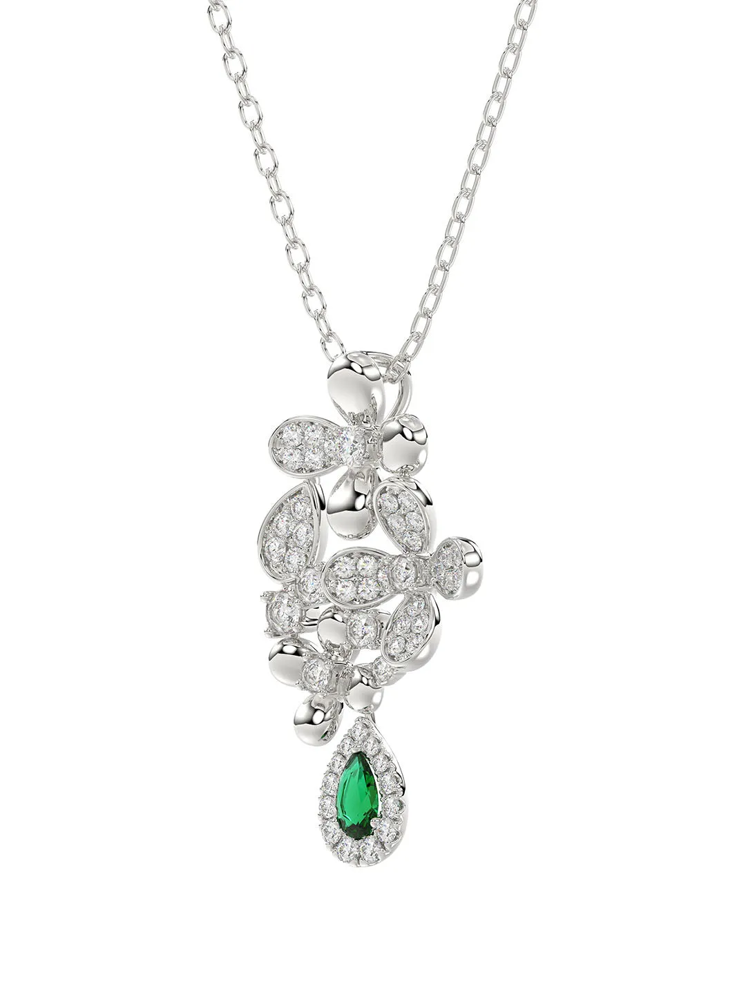 Floral White Gold Pendant Necklace