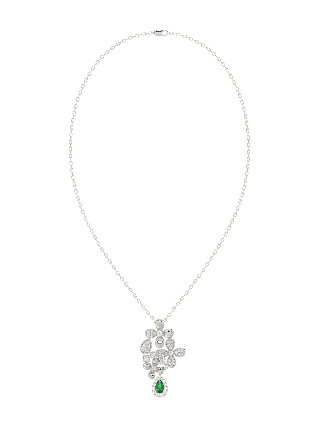 Floral White Gold Pendant Necklace