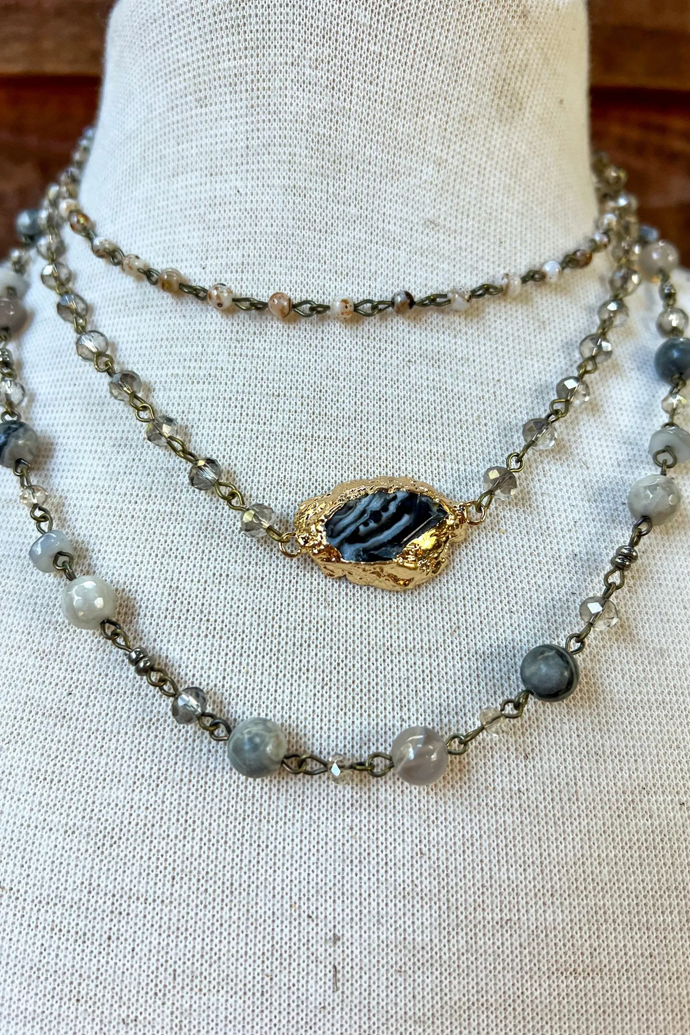 Florence Stone Necklace- Grey