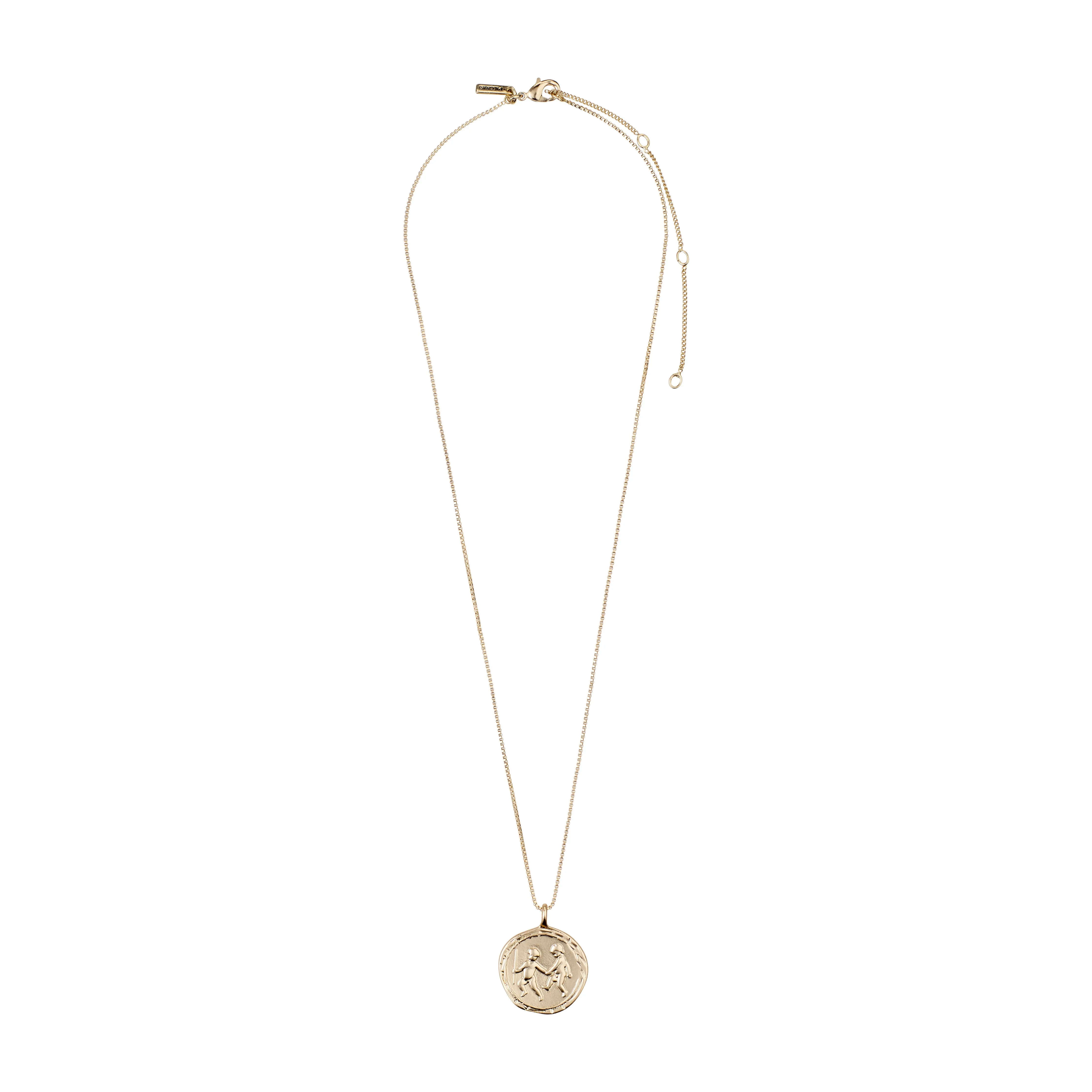 GEMINI recycled Zodiac Sign Coin Necklace, gold-plated