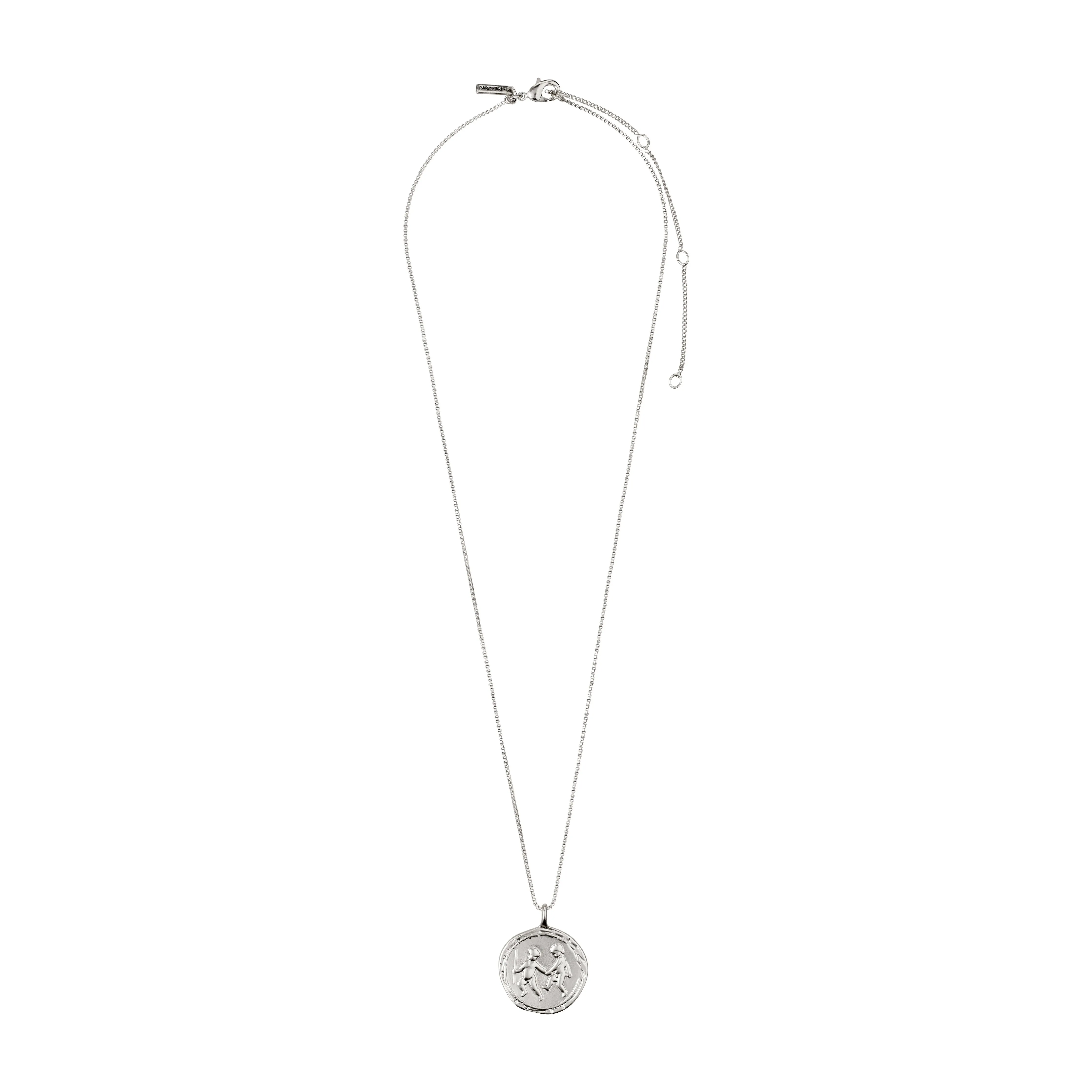 GEMINI recycled Zodiac Sign Coin Necklace, silver-plated