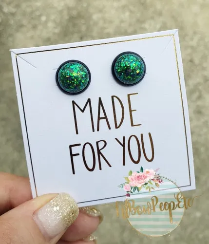 Glitter Stud Earrings 8 mm, 10 mm, and 12 mm