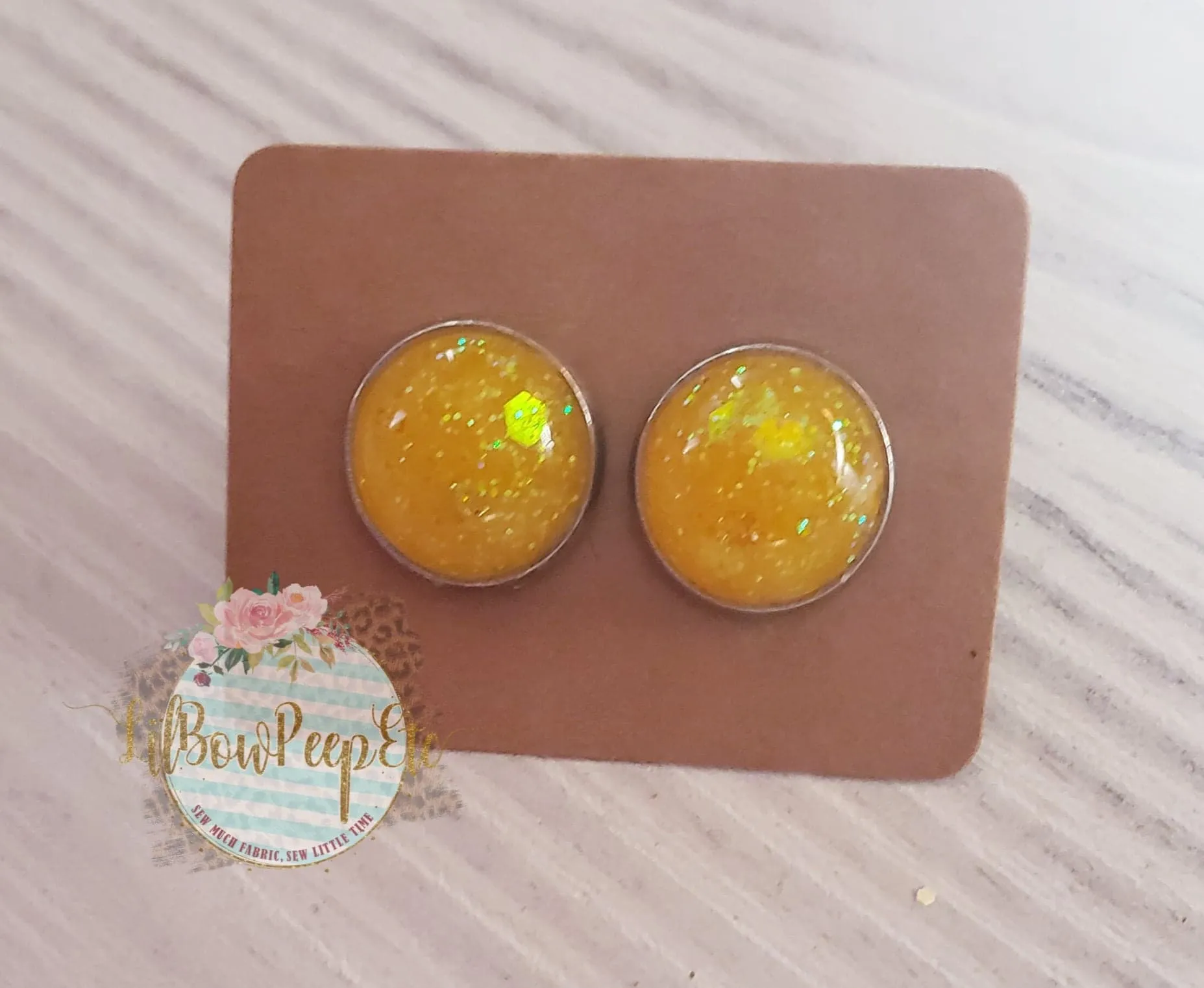 Glitter Stud Earrings 8 mm, 10 mm, and 12 mm