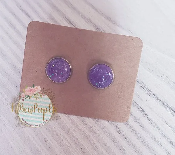 Glitter Stud Earrings 8 mm, 10 mm, and 12 mm