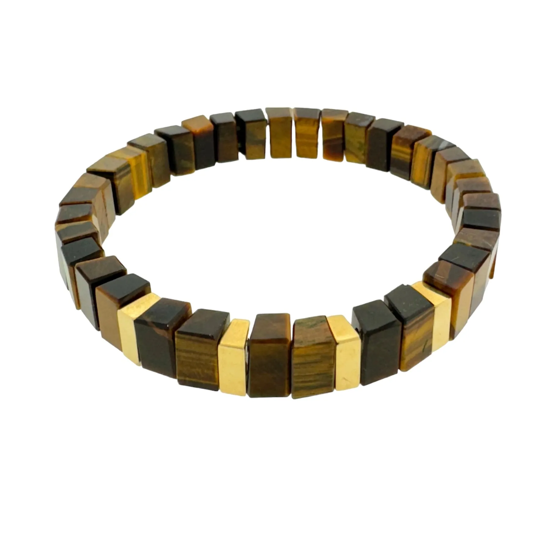 Gold Beads on Tiger's Eye Beaded Bracelet