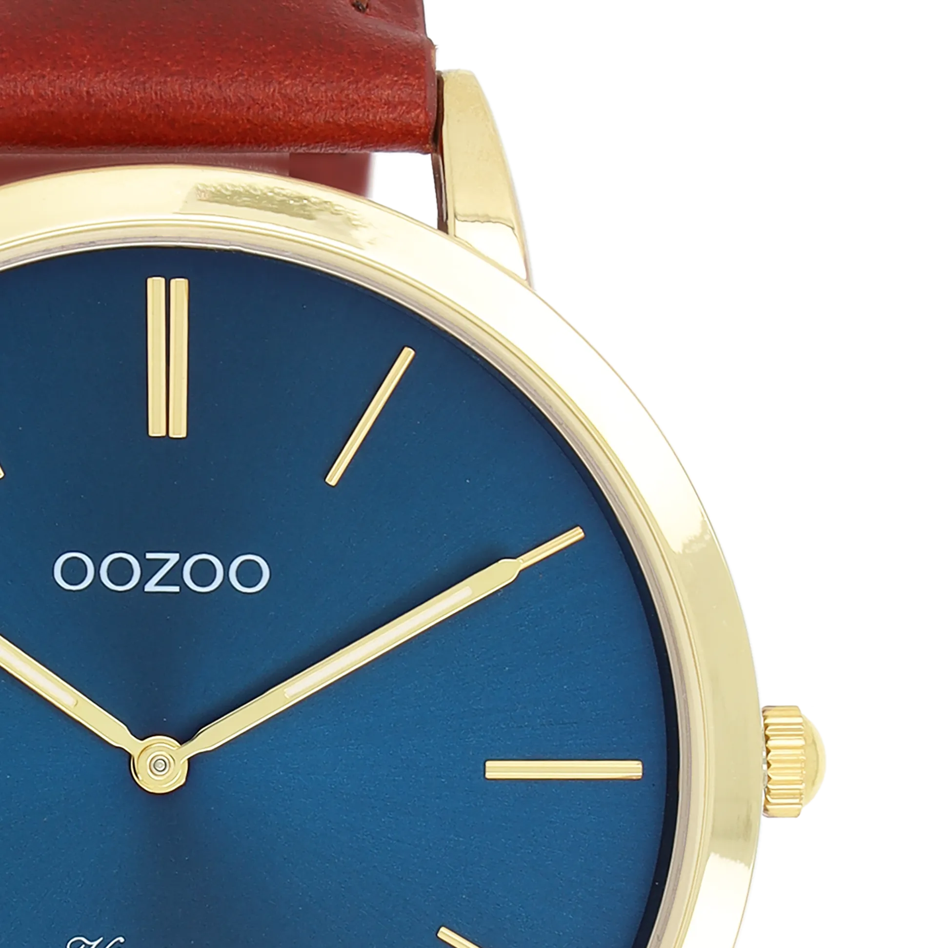 Gold coloured OOZOO watch with brown  leather strap - C20388