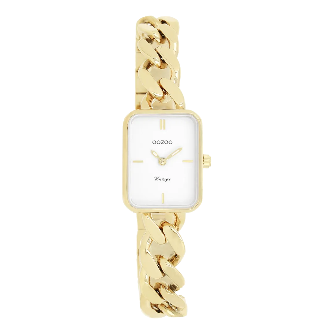 Gold coloured OOZOO watch with gold coloured chunky chain bracelet - C20362