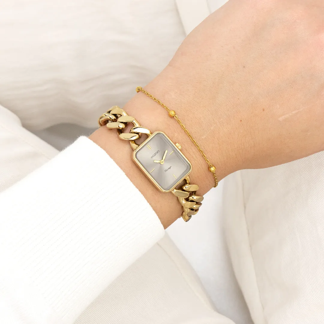 Gold coloured OOZOO watch with gold coloured chunky chain bracelet - C20363