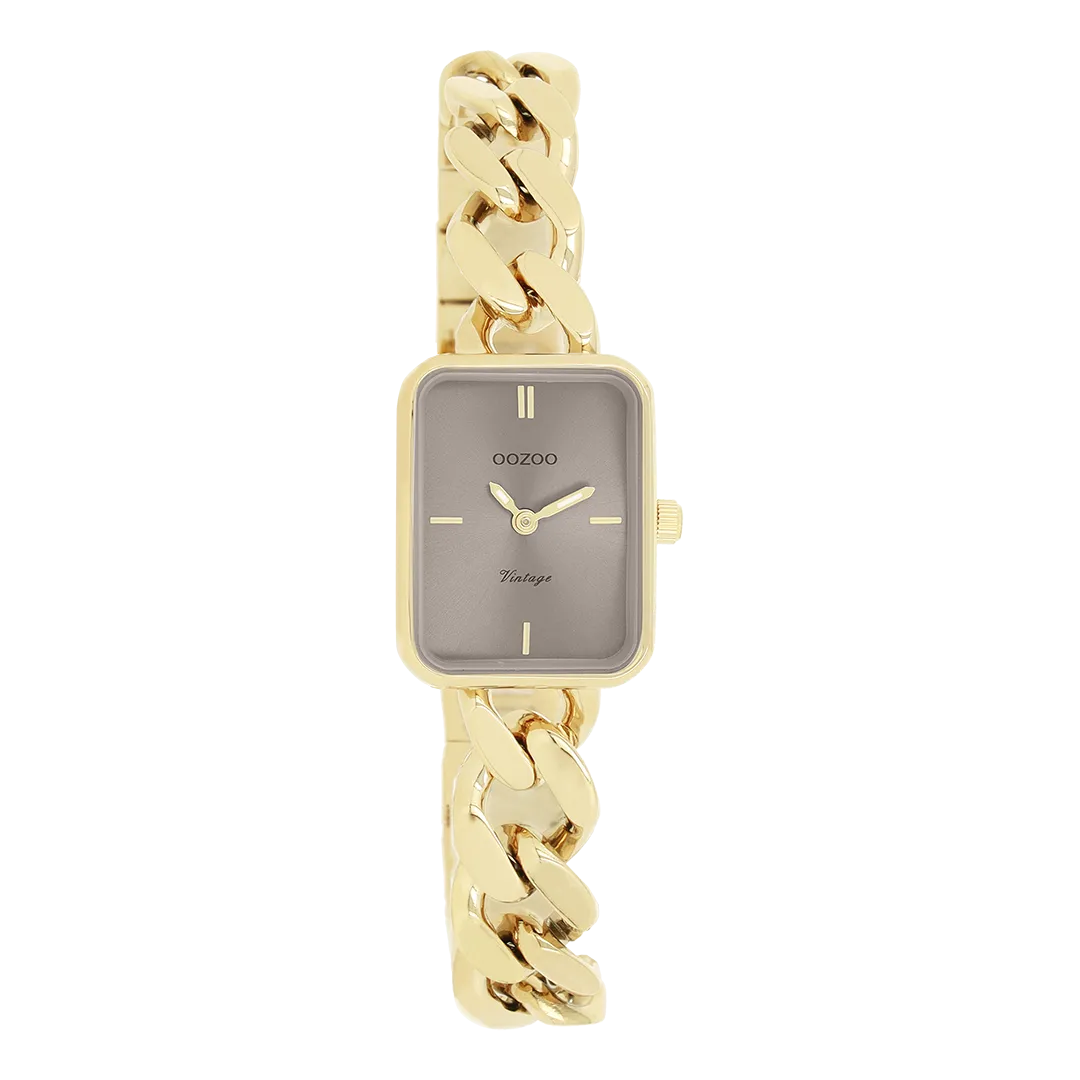 Gold coloured OOZOO watch with gold coloured chunky chain bracelet - C20363