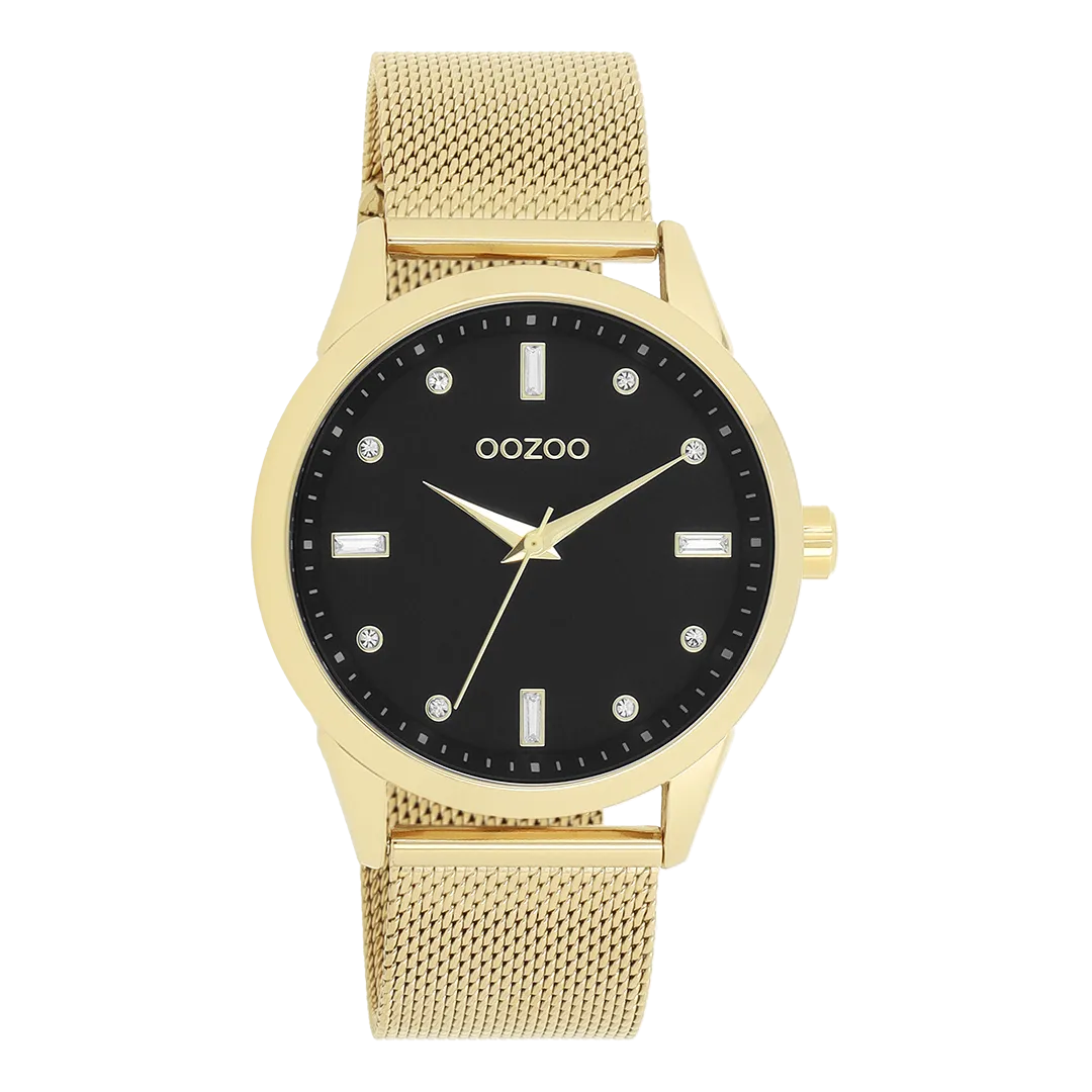 Gold coloured OOZOO watch with gold coloured metal mesh bracelet - C11283