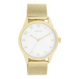 Gold coloured OOZOO watch with gold coloured metal mesh bracelet - C11322