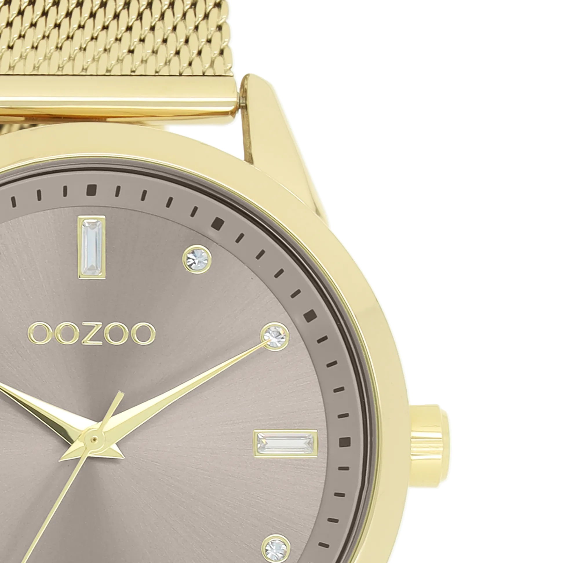 Gold coloured OOZOO watch with gold coloured metal mesh bracelet - C11357