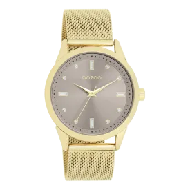 Gold coloured OOZOO watch with gold coloured metal mesh bracelet - C11357