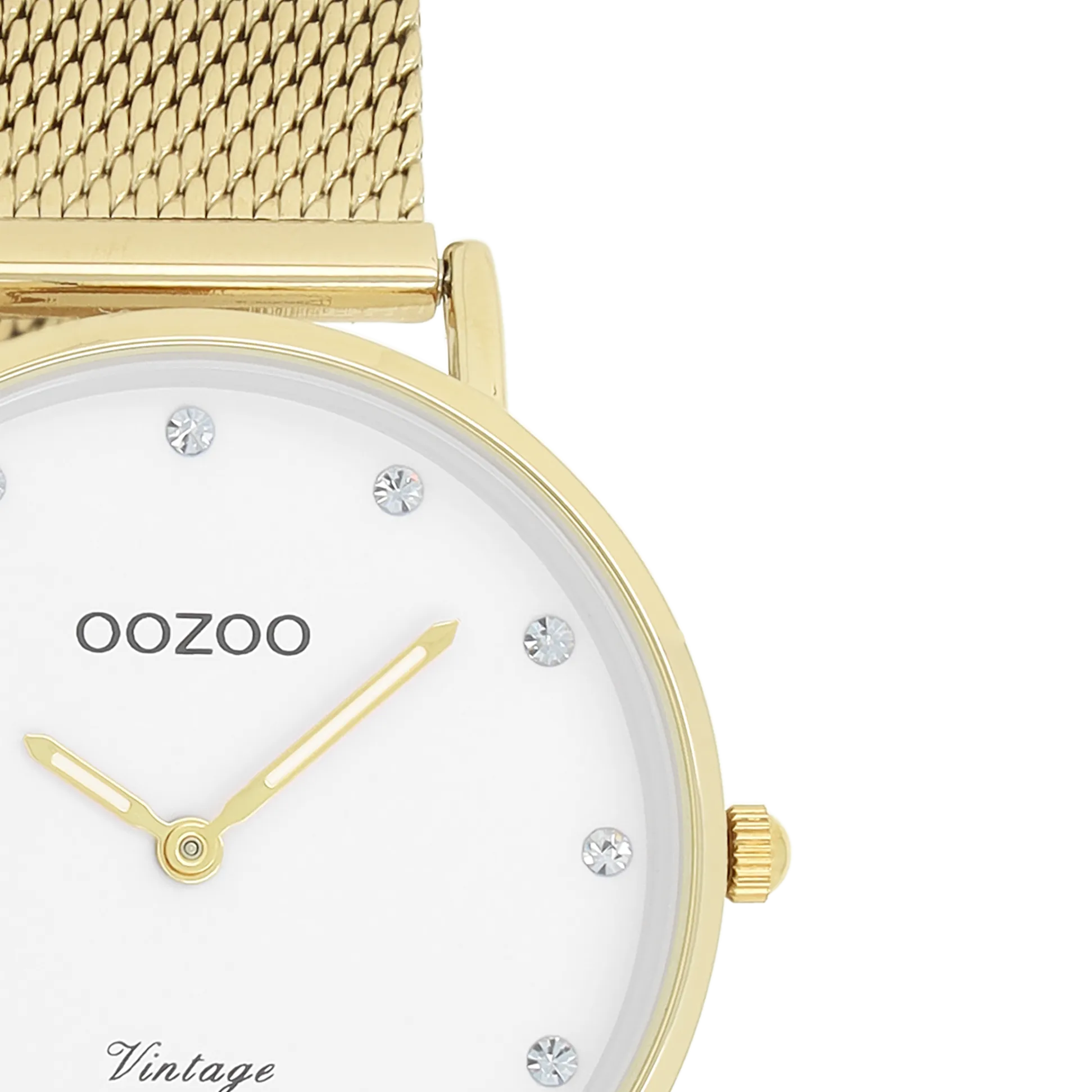 Gold coloured OOZOO watch with gold coloured metal mesh bracelet - C20241