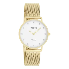 Gold coloured OOZOO watch with gold coloured metal mesh bracelet - C20241