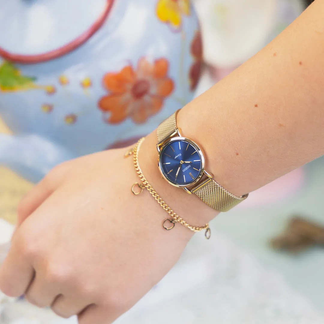 Gold coloured OOZOO watch with gold coloured metal mesh bracelet - C20293