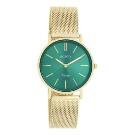 Gold coloured OOZOO watch with gold coloured metal mesh bracelet - C20296