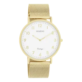 Gold coloured OOZOO watch with gold coloured metal mesh bracelet - C20342