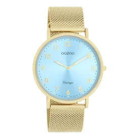 Gold coloured OOZOO watch with gold coloured metal mesh bracelet - C20343