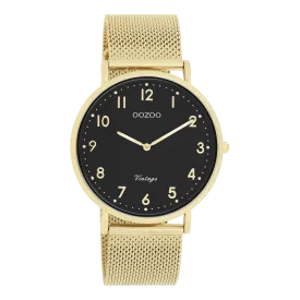 Gold coloured OOZOO watch with gold coloured metal mesh bracelet - C20344