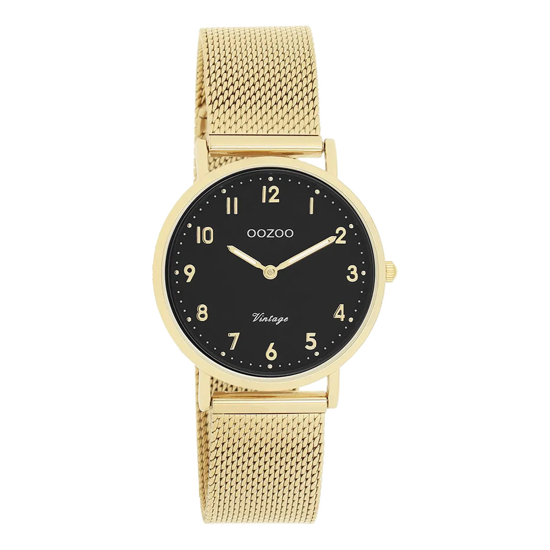 Gold coloured OOZOO watch with gold coloured metal mesh bracelet - C20349