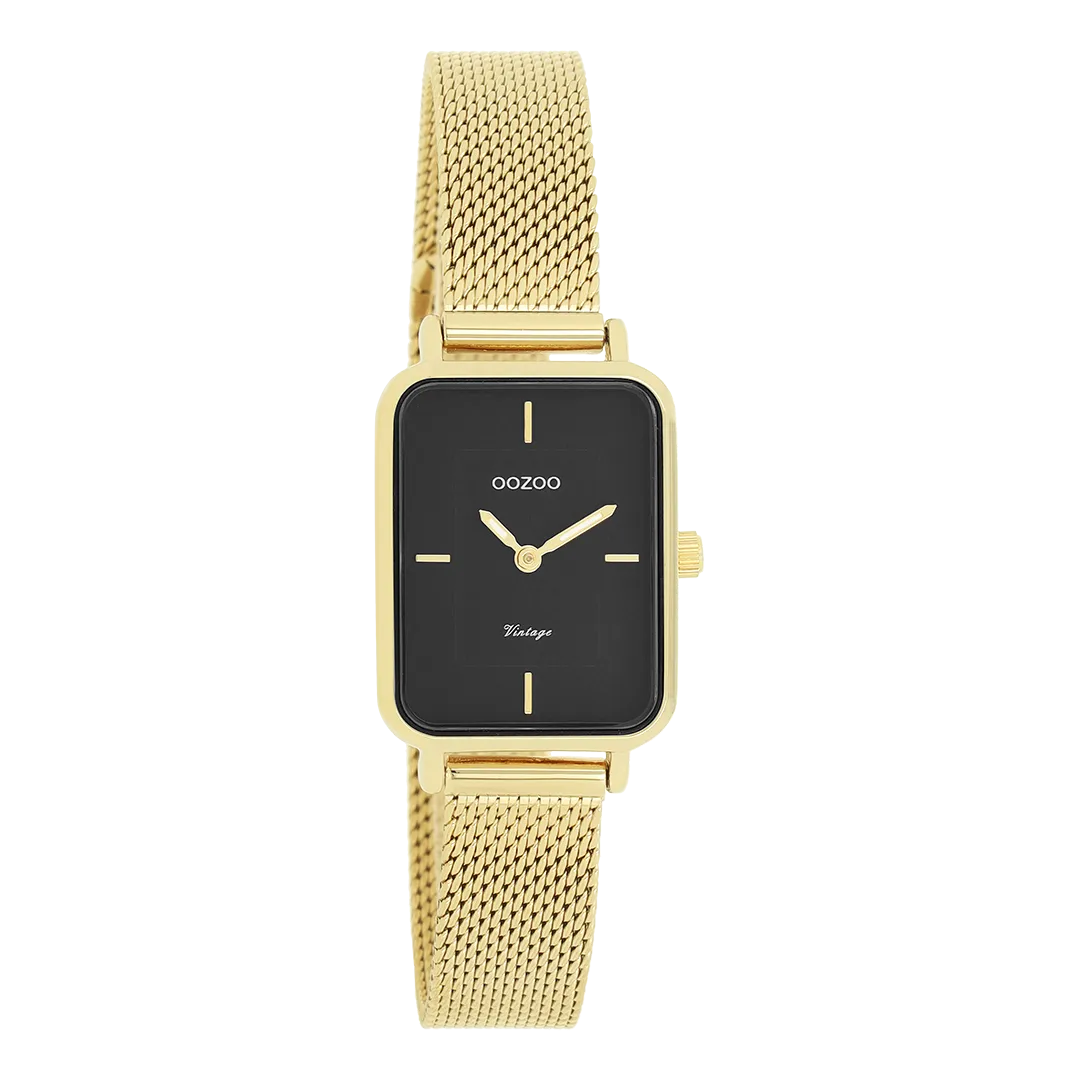 Gold coloured OOZOO watch with gold coloured metal mesh bracelet - C20354