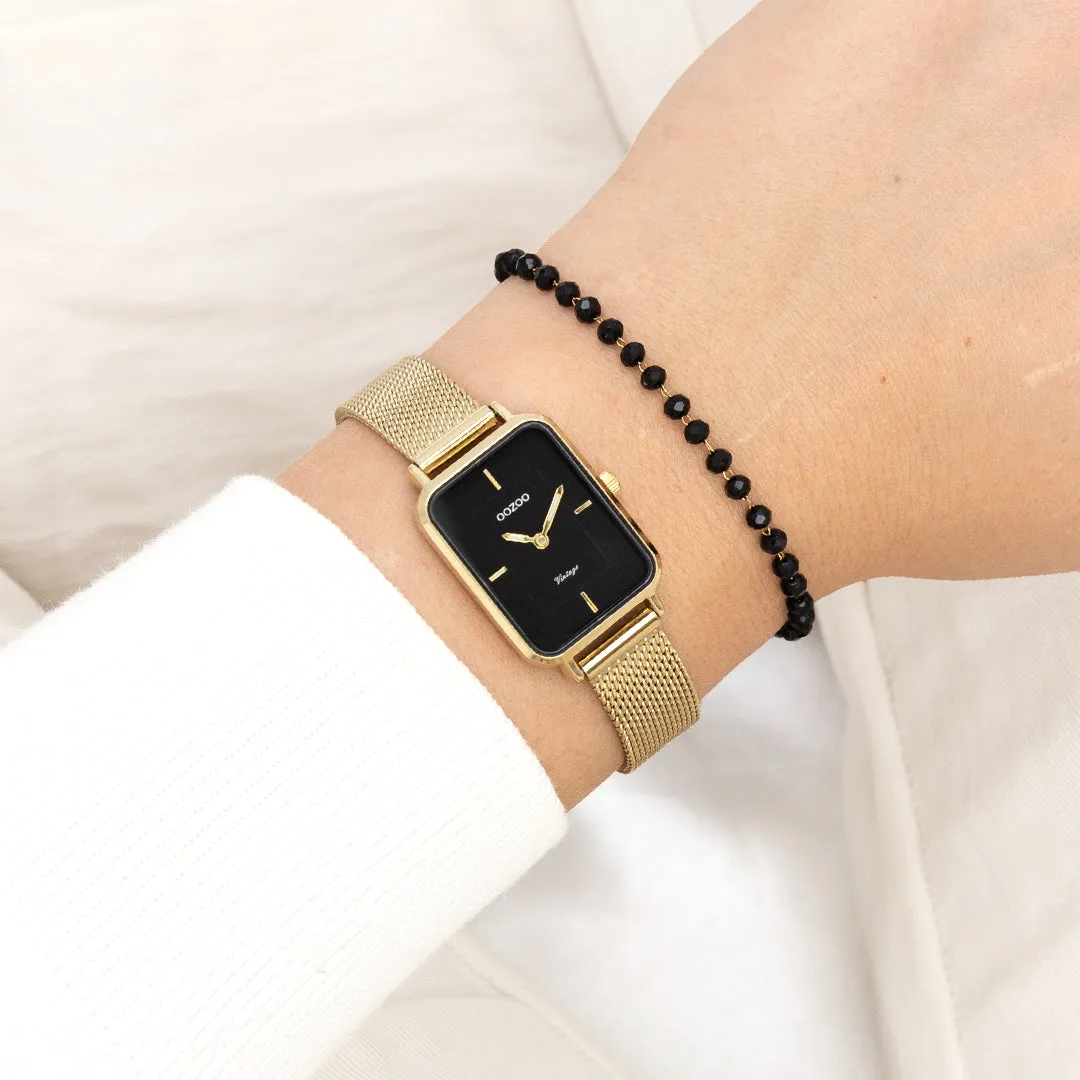 Gold coloured OOZOO watch with gold coloured metal mesh bracelet - C20354