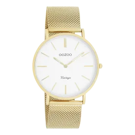 Gold coloured OOZOO watch with gold coloured metal mesh bracelet - C9909