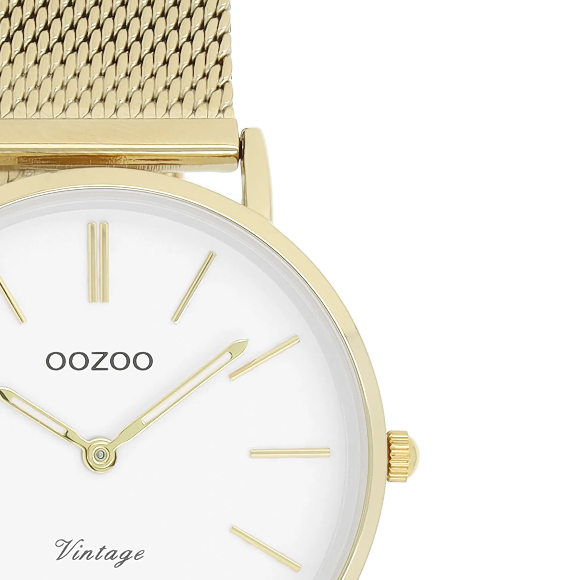 Gold coloured OOZOO watch with gold coloured metal mesh bracelet - C9911