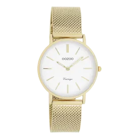 Gold coloured OOZOO watch with gold coloured metal mesh bracelet - C9911